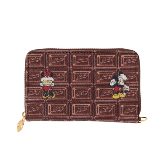 Disney Store - Kewpie Schokolade Mickey & Minnie/Mini Kompakte Rundreißverschluss Brieftasche - Geldbörse Japan Disney Store