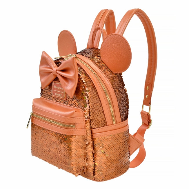 Disney Store - Loungefly Minnie Rucksack mit orangenen Pailletten - Rucksack Japan Disney Store