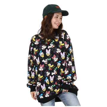 Disney Store - Mickey Minnie Donald Daisy Pluto Retro-Charaktere Allover-Pullover - Sweatshirt