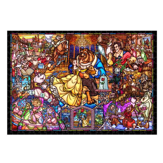 Disney Store - Puzzle „Die Schöne und das Biest“ Stained Art 500 Teile „Die Schöne und das Biest Geschichte aus Buntglas“ - Puzzle Japan Disney Store