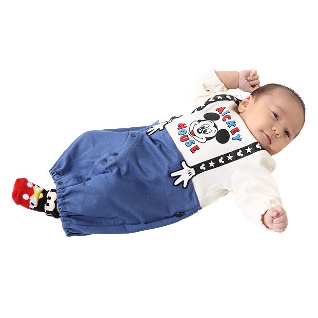 Disney Store - Mickey Hosenträger 2-Wege-Overall 0137B / 50-70cm Babygröße - Geschenk zur Geburt - Baumwolle 100% - Overall - Langarm - Kleidung