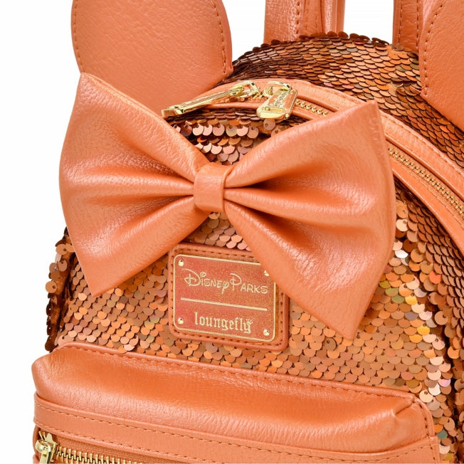 Disney Store - Loungefly Minnie Rucksack mit orangenen Pailletten - Rucksack Japan Disney Store