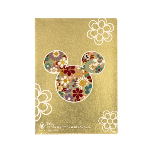 Disney Store Kamia-ya Gold Foil Clear File Mickey Mouse &amp; Minnie Mouse Document Bag