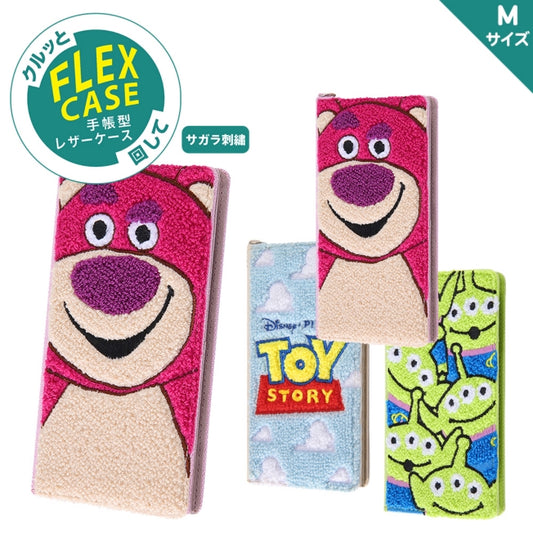 Disney Store - iPhone 12 / 12 Pro 'Disney Pixar Characters' / Book-style FLEX CASE with Sagara Embroidery / 'Toy Story / Lotso' - mobile phone case