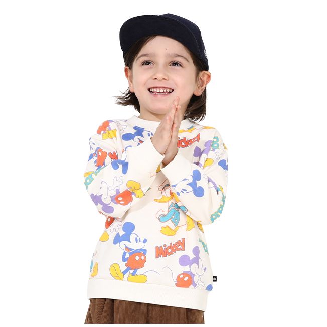 Disney Store - Mickey Donald Eltern-Kind passende All-Over-Pullover 0127K / Babygröße Kinderpullover - Sweatshirt - Langarm