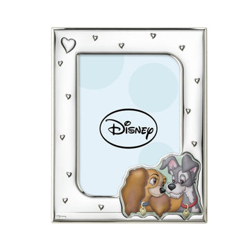 Disney Store - VALENTI Fotorahmen mit Silberverarbeitung Wuff Wuff Geschichte Blau (Herzrelief) D330 3LC 9x13cm L-Größe - Bilderrahmen