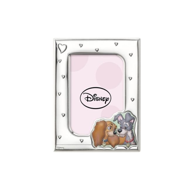 Disney Store - VALENTI Fotorahmen mit Silberverarbeitung Wuff Wuff Story Pink (Herzrelief) D330 4LRA 13x18cm 2L Format - Bilderrahmen