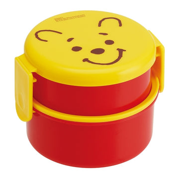 Disney Store - Winnie the Pooh Face Round Lunch Box 2 Tier (with Mini Fork) - Lunch Box