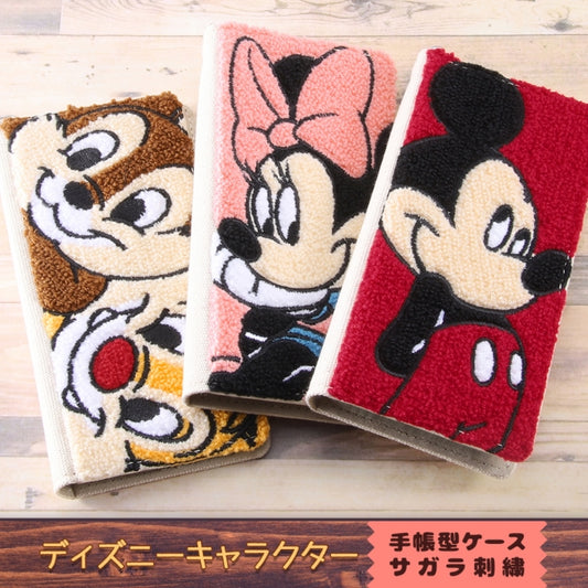 Disney Store - Disney Characters Universal Smartphone Book Cover Flex SS Size Sagara Embroidery Mickey Mouse - Phone Case