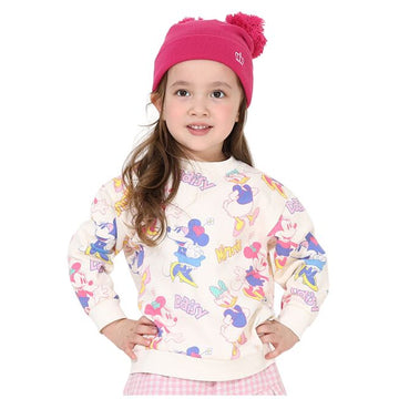 Disney Store - Babydoll Minnie Daisy Mother-Daughter Matching All-Over Print Sweater 0127K / Baby size children's sweater sweatshirt material without hood long sleeve.