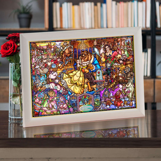 Disney Store - Puzzle „Die Schöne und das Biest“ Stained Art 500 Teile „Die Schöne und das Biest Geschichte aus Buntglas“ - Puzzle Japan Disney Store